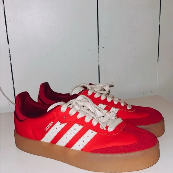 Adidas Samba Red and White Sneakers - Picture 1 of 5